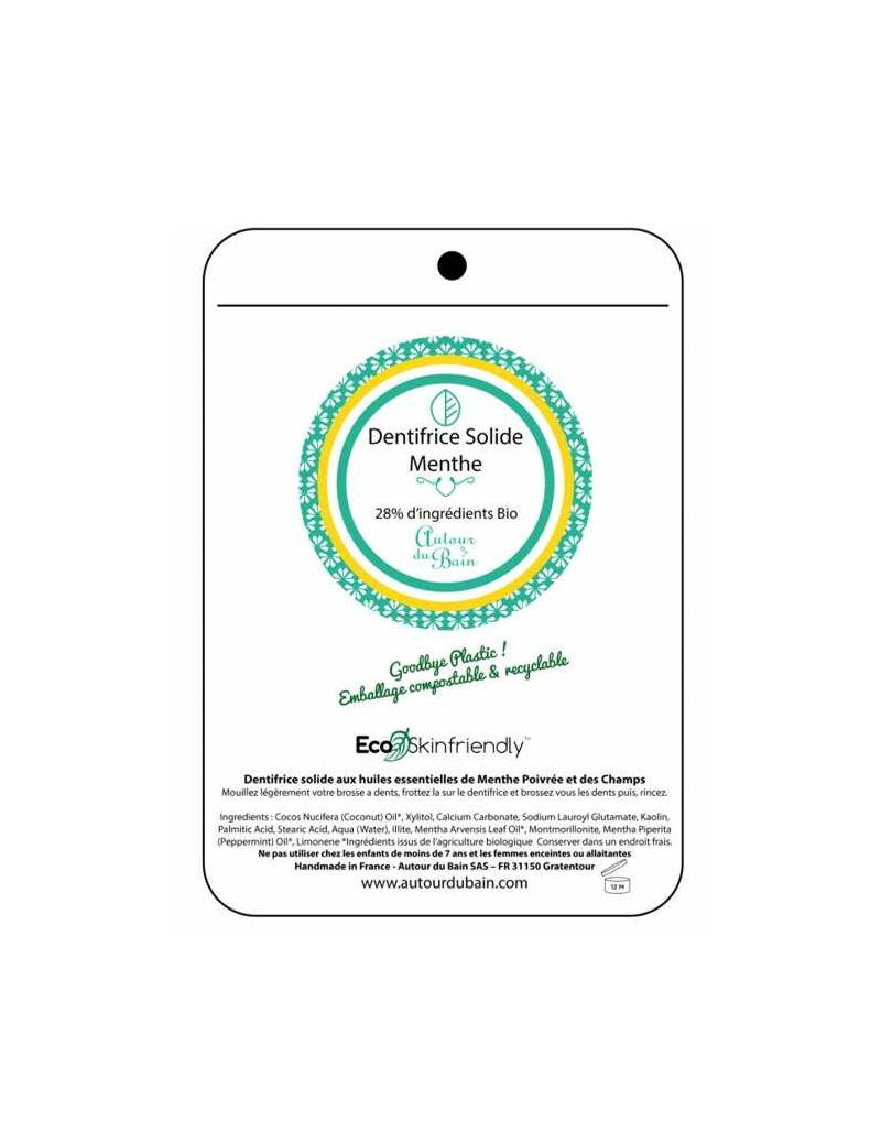 DENTIFRICE SOLIDE MENTHE *COSMOS - Recharge