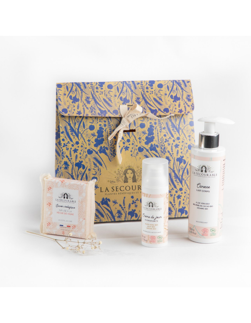 Coffret cadeau soin hydratant aloe vera et pêche de vigne